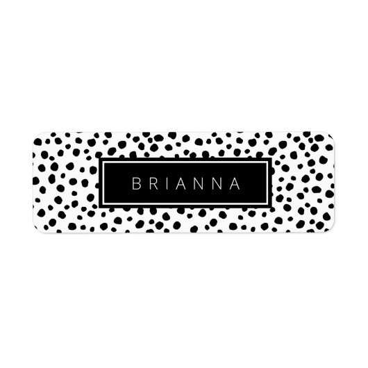 Modern Zwart-wit Dot Achtergrond Naam Sticker (Voorkant)