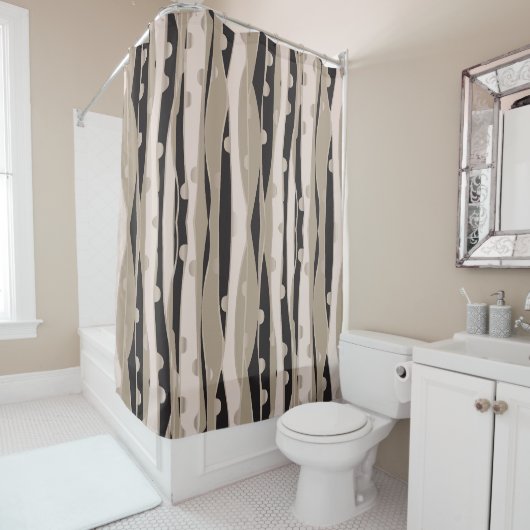 Modern zwart-wit douchegordijn voor badkamer (In situ)