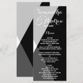 Modern zwart wit driehoeken bruiloft menu (Voorkant / Achterkant)