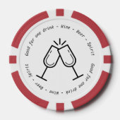 Modern Zwart Wit Drink Voucher Champagne Bruiloft Poker Chips (Voorkant)
