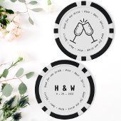 Modern Zwart Wit Drink Voucher Champagne Bruiloft Poker Chips