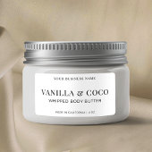 Modern Zwart & Wit Eenvoudig Body Butter Product Etiket