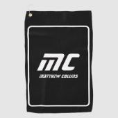 Modern zwart-wit eenvoudig cool sportmonogram golfhanddoek (Voorkant)