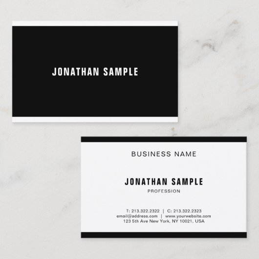 Modern zwart wit, eenvoudig design elegant luxe lu visitekaartje (Voorkant / Achterkant)