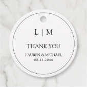Modern zwart-wit eenvoudig monogram Dank u Bedankjes Labels (Voorkant)