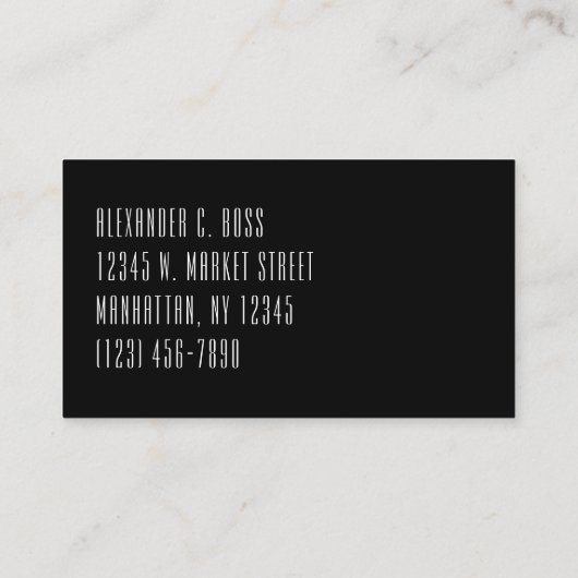 Modern zwart-wit Eenvoudig Monogram met drie lette Visitekaartje (Achterkant)