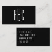 Modern zwart-wit Eenvoudig Monogram met drie lette Visitekaartje (Voorkant / Achterkant)