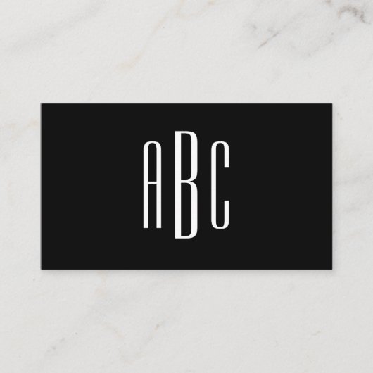 Modern zwart-wit Eenvoudig Monogram met drie lette Visitekaartje (Voorkant)