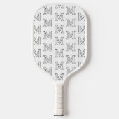 Modern zwart-wit eenvoudig monogrammotief pickleball paddle (Achterkant)