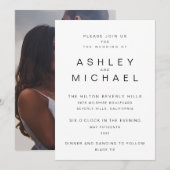 MODERN ZWART & WIT Eenvoudige Fotobruiloft Kaart (Voorkant / Achterkant)