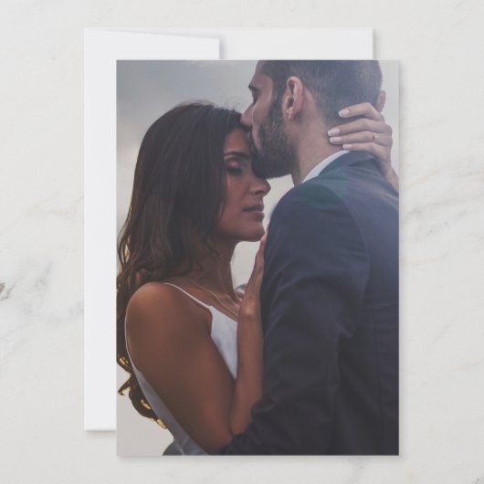 MODERN ZWART & WIT Eenvoudige Fotobruiloft Kaart (Achterkant)