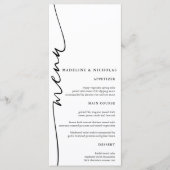 Modern zwart-wit eenvoudige kalligrafie bruiloft menu (Voorkant)