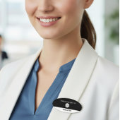 Modern zwart-wit eenvoudige zakelijke Logo-medewer Naamplaatje