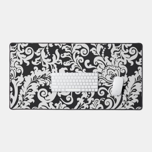 Modern Zwart-wit Elegant Bloemen Bruidsmeisje Bureaumat (Keyboard & Muis)