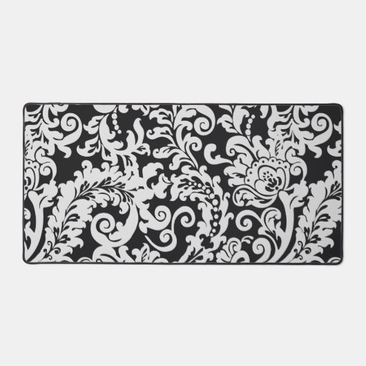 Modern Zwart-wit Elegant Bloemen Bruidsmeisje Bureaumat (Voorkant)