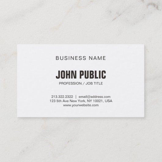 Modern Zwart Wit Elegant Clean Plain Corporate Visitekaartje (Achterkant)