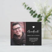 Modern zwart-wit elegant foto afstuderen briefkaart (Staand voorkant)