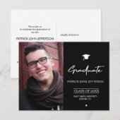 Modern zwart-wit elegant foto afstuderen briefkaart (Voorkant / Achterkant)