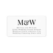 Modern Zwart Wit Elegant Monogram Adres Etiket (Voorkant)