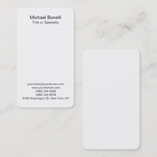 Modern Zwart & Wit Elegant Plain Professional Visitekaartje (Voorkant / Achterkant)