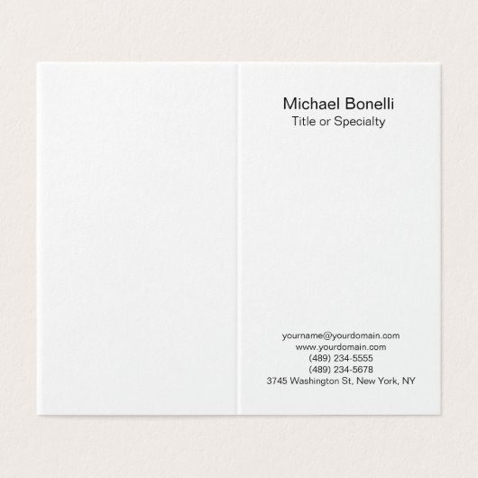 Modern Zwart & Wit Elegant Plain Professional Visitekaartje (Buitenkant ongevouwen)