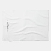 Modern zwart-wit Elegant Script Name Monogram Theedoek (Horizontaal)