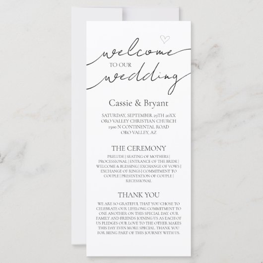 Modern zwart-wit elegant trouwprogramma (Voorkant)