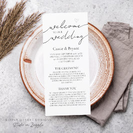 Modern zwart-wit elegant trouwprogramma