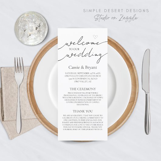 Modern zwart-wit elegant trouwprogramma