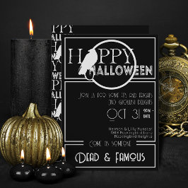 Modern Zwart Wit Elegant Volwassen Halloween Party Kaart