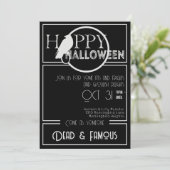 Modern Zwart Wit Elegant Volwassen Halloween Party Kaart (Staand voorkant)
