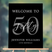 Modern zwart-wit elegante 50e verjaardag acryl bord (Neutraal)