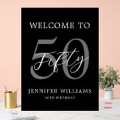 Modern zwart-wit elegante 50e verjaardag acryl bord (Huwelijk)