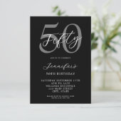 Modern zwart-wit elegante 50e verjaardag kaart (Staand voorkant)