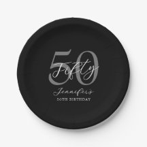 Modern zwart-wit elegante 50e verjaardag