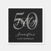 Modern zwart-wit elegante 50e verjaardag servet (Voorkant)