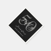 Modern zwart-wit elegante 50e verjaardag servet (Hoek)