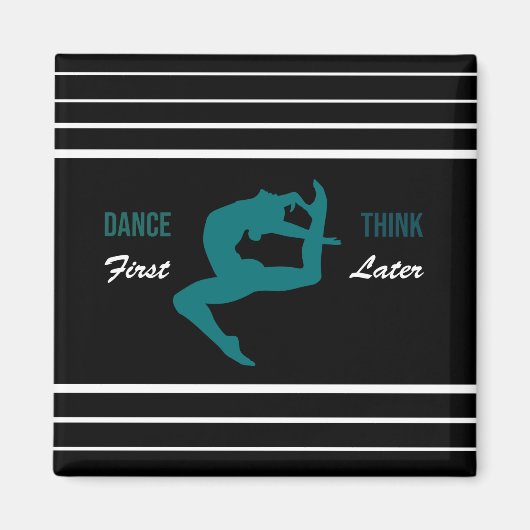 Modern zwart, wit en Blauwgroen dans Quote Magneet (Voorkant)