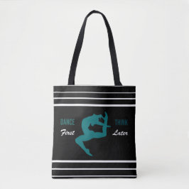 Modern zwart, wit en Blauwgroen dans Quote Tote Bag