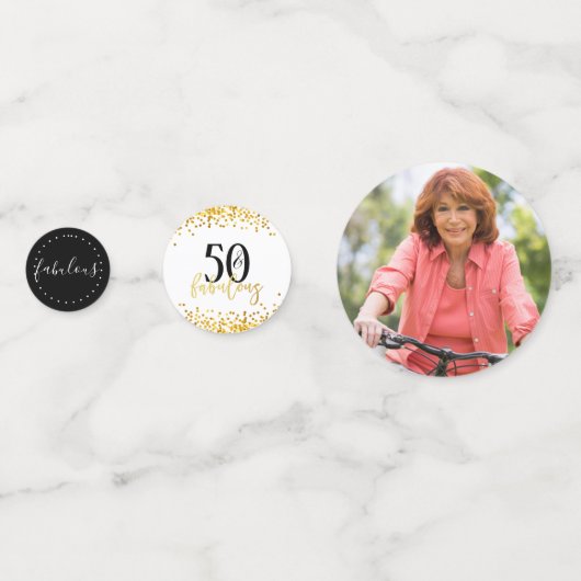 Modern Zwart Wit en Goud 50 en Fabulous Confetti (Achterkanten)