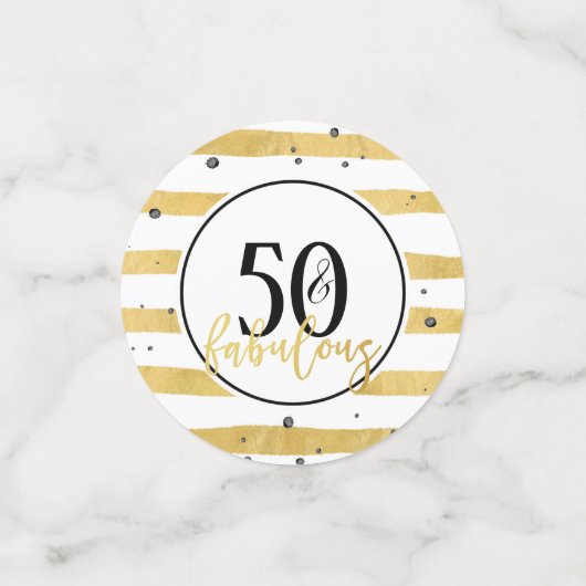 Modern Zwart Wit en Goud 50 en Fabulous Confetti (Kleine voorkant)