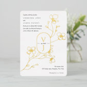 Modern zwart, wit en goud, bloemige trouw goud folie uitnodiging (Staand Voorkant)