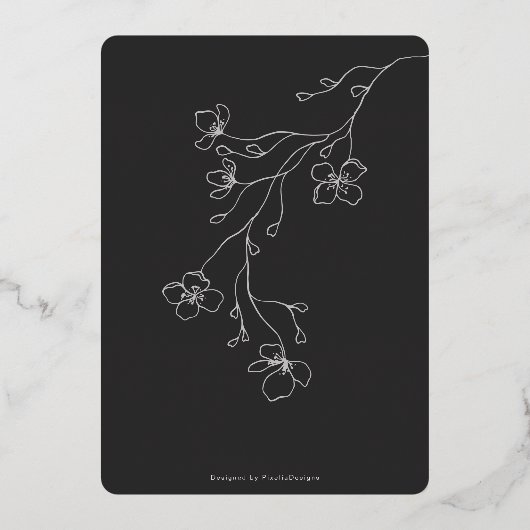 Modern zwart, wit en goud, bloemige trouw goud folie uitnodiging (Achterkant)