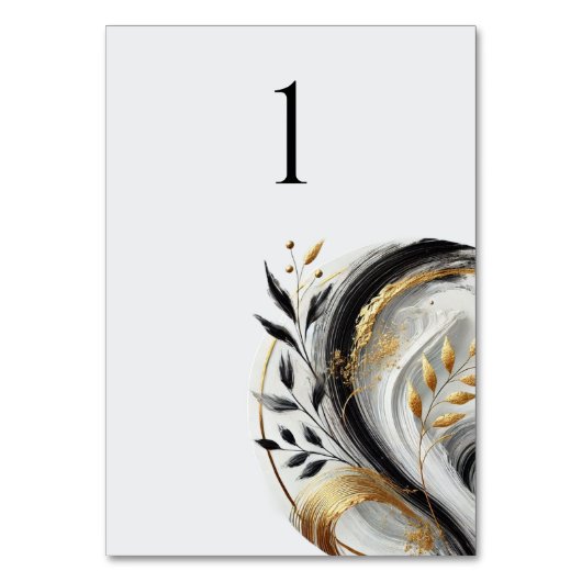 Modern Zwart Wit en Goud- Botanisch- Kaart (Voorkant)