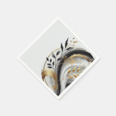 Modern Zwart Wit en Goud Botanisch Servet (Hoek)