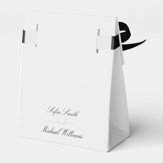 Modern zwart wit en goud botanische bruiloft bedankdoosjes (Achterkant)