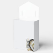 Modern zwart wit en goud botanische bruiloft bedankdoosjes (Geopend)