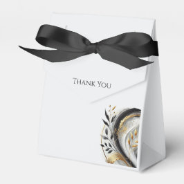 Modern zwart wit en goud botanische bruiloft bedankdoosjes