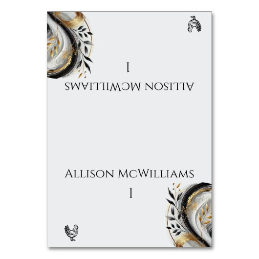 Modern zwart wit en goud bruiloft - gevogelte kaart (Voorkant)