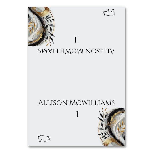 Modern zwart wit en goud bruiloft - Varkensvlees Kaart (Voorkant)